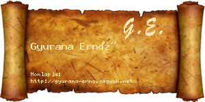 Gyurana Ernő névjegykártya